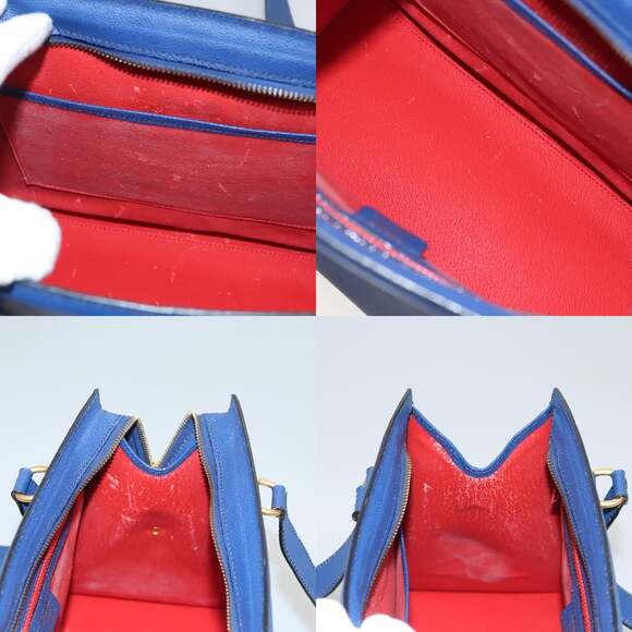 CELINE Shoulder Bag Leather Blue Gold - Picture 12 of 13